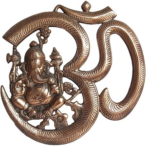 Tenture murale Matel du seigneur Ganesha Showpiece Meilleur pour la décoration intérieure Idéal pour les cadeaux Om - Product Image 1