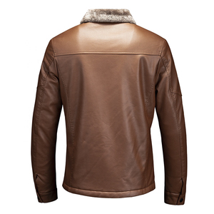 Blouson Bomber Homme en Cuir Véritable avec Col en Fourrure, Fermeture Éclair, Style Moto Hiver, Épais, Coupe-Vent, Streetwear, Logo Avant, 440g - Product Image 5