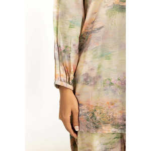 Conjunto Coordinado de Hilo Lurex Estampado IUSTTS-1325 de Chifón Casual sin Cuello y Mangas Tres Cuartos para Primavera/Verano - Product Image 2