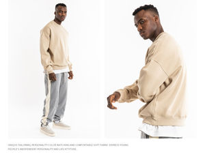 Sudadera de hombre en blanco liso 500GSM con logotipo personalizado sudadera extragrande de algodón con cuello redondo 100% para otoño - Product Image 3