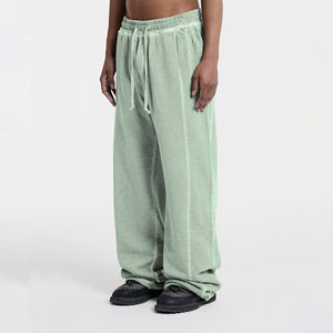 กางเกงสเวตแพนท์ผู้ชายทรงหลวมสไตล์สตรีทแวร์ ผ้าฝ้าย 100% น้ำหนักเบา ระบายอากาศดี มีเชือกผูก คุณภาพสูง ล้างสีแบบ Acid Wash - Product Image 3