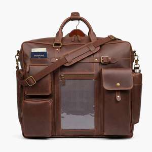 Sac de voyage convertible en cuir de luxe pour costume et veste - Product Image 1