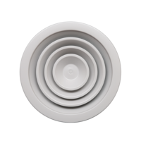 Diffuseur de plafond en acier galvanisé à faible bruit, avec lamelles papillon réglables, débit d'air à 360°, compatible avec les plafonds hauts