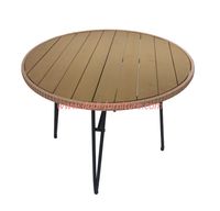 Ensemble de salle à manger d'extérieur, table en bois avec 6 chaises en rotin tressé, meubles de jardin