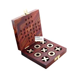 ZAM ZAM IMPEX Vente en gros Bois de manguier Tic Tac Toe & Solitaire Jeu de société Technique polie - Product Image 2