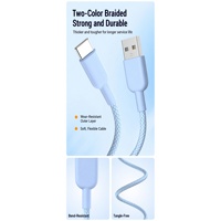 Kabel Data USB A ke USB C Kepang 1M Pengisian Cepat Untuk Perangkat Tipe C
