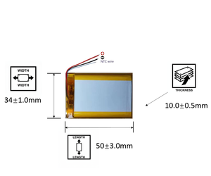 103450 聚合物锂电池 <span class=keywords><strong>3</strong></span> 线 10K NTC 103450-<span class=keywords><strong>3</strong></span> 2000mAh <span class=keywords><strong>3</strong></span>.7V 带 UN38.<span class=keywords><strong>3</strong></span> MSDS 认证 可充电电池 适用于 MP3 扬声器 - Product Image 2