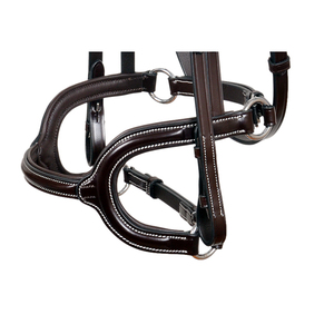 Brida de Cuero Marrón Premium con Costuras Blancas en Contraste y Ribete Negro, Colores Personalizables, Empaque Personalizado de Alta Calidad |   Doma clásica - Product Image 4