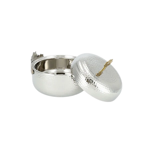 Handmade Designer Enamel Casserole with Iron Stand Shiny Polished Metal <b>Food</b> <b>Warmer</b> <b>Buffet</b> <b>Server</b> and Fancy Lid Set Pots - Product Image 2