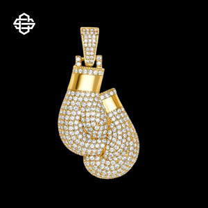 Luxe Iced Out Gants De Boxe Pendentif Collier pour Hommes Hip Hop Bling Bijoux Plaqué Or Corde Chaîne Cadeau - Product Image 2