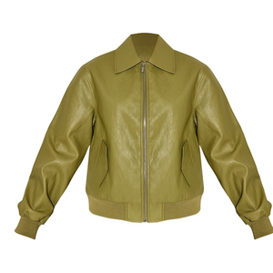 Chaqueta Bomber de Seda Oliva de Alta Calidad, Unisex, Impermeable, para Primavera, Estilo Motociclista, Reversible, con Cierre de Cremallera y Cuello en V - Product Image 1