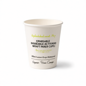 Gobelets en papier kraft à double paroi jetables 200 ml Logo personnalisé Imperméable Diamètre 90 mm - Product Image 3