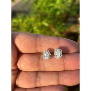 Natural Rainbow Moonstone Flower <b>Stud</b> <b>Earrings</b> 925 Sterling Silver Handmade Fine Gemstone Jewelry for Wedding - Product Image 3