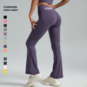 Yoga Leggings Custom Logo High Waisted <b>Running</b> Training Gym Yoga Pants <b>Women</b> Flare <b>Trousers</b> Scrunch butt leggings for <b>women</b> - Product Image 5