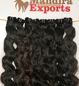 Venta al por mayor de extensiones de cabello humano virgen ondulado natural barato proveedor de trama doble color negro Deep Bodywave Bundles máquina India - Product Image 2