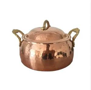 Copper Plated Metal Hotpot With Brass Handle Hammered Cooking Pot Prefect <b>For</b> Wedding Hotels Tabletop <b>Food</b> <b>Warmer</b> - Product Image 1
