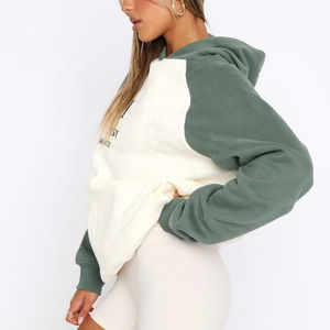 Diseño de logotipo personalizado Street Lux Wear Fleece Pullover Hoodie Mujeres Boyfriend Oversize Color Block Hoodies - Product Image 2