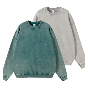 Washed Regular Fit Embroidered <b>Sweatshirt</b> Men's <b>Fleece</b> Pullover Cotton Blend Crewneck Long Sleeve Casual Streetwear Vintage Wash - Product Image 1