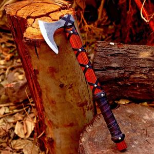 Hacha de Acero con Alto Contenido de Carbono Forjada a Mano con Mango de Madera de Palisandro, Estilo Nórdico Vikingo con Funda - Product Image 2