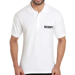 Customise penjaga keamanan bordir logo ritel pria 100% katun seragam sekolah jersey klasik garis kaus polo