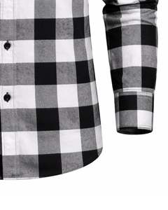 Chemise à carreaux pour homme, manches longues, boutonnée, style décontracté en flanelle, couleurs noir, blanc, gris, fabricant sur mesure, vente en gros, OEM - Product Image 5