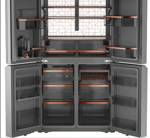 Café 36 In. W 28,3 Cu. Réfrigérateur intelligent à quatre portes avec congélateur bas en acier inoxydable, double distribution et remplissage automatique pour voiture et hôtel - Product Image 3