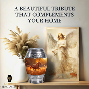 Urne de crémation de cheval en cours d'exécution Urne en aluminium enduite de Meena fabriquée à la main en grandes tailles Conception de Hoese gravable étanche - Product Image 4