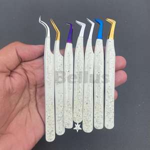 Pinzas de pestañas de alta precisión con logotipo personalizado, herramienta de pestañas con punta de fibra de etiqueta privada para extensión de volumen de belleza profesional - Product Image 5