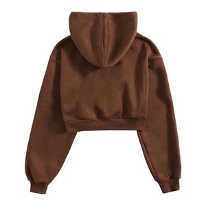 Sudadera con capucha recortada de Fitness para mujer, sudadera de gimnasio de algodón, sudaderas con capucha cortas transpirables de talla grande - Product Image 2