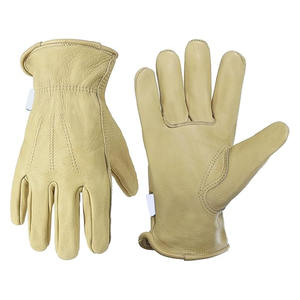 Gants de travail en cuir pour poignet réglable unisexe Gants de jardinage en cuir de vachette doux et confortables résistants à l'abrasion - Product Image 1