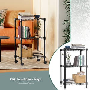 MZG 3 Tier <b>Shelf</b> Metal Rolling Storage <b>Shelves</b> <b>Wire</b> Mesh Utility Rack Shelving Unit with Lockable Wheel - Product Image 6