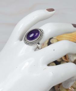 Améthyste bleue 925 bague en argent sterling bijoux faits à la main mois de février pierre de naissance forme ovale cadeau pour noël - Product Image 2