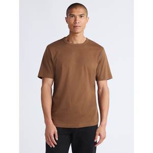 Beige 300g Camiseta de manga corta de algodón pesado Verano Cuello redondo Camisa suelta y base para hombres Mujeres Camiseta básica - Product Image 1