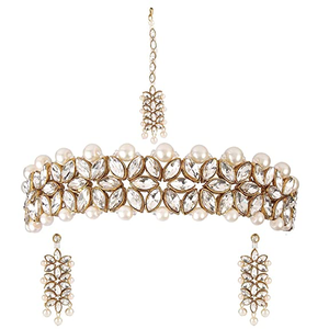 Full Combo Long Vintage Choker Necklace <b>Set</b> with Marquise Cut Zircon or <b>Pearl</b> Gold Plated Fine <b>Jewelry</b> for Wedding or Gift - Product Image 3
