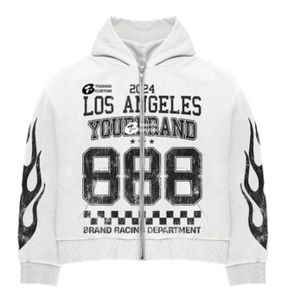 Chaqueta de Forro Polar con Estampado Personalizado y Bordado de Pedrería de Alta Calidad y Gran Demanda, Sudadera con Capucha Estilo Vintage para Hombre - Product Image 3