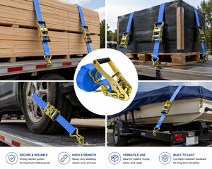 Correa de trinquete de doble gancho en J de 50 mm OEM, resistente, 3000 kg, de poliéster resistente a la abrasión, suministro de fábrica - Product Image 2