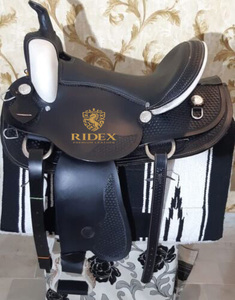 Sillín de doma de cuero de caballo ecuestre, sillín de alta calidad para espectáculo de caballos, sillín de diseñador cosido para exportación - Product Image 6