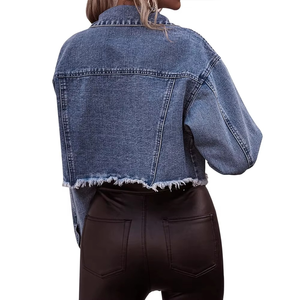 Veste en jean courte pour femme, dernière tendance, de haute qualité, lavée, décontractée, respirante et légère - Product Image 2