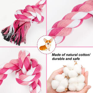 Jouet à mâcher en corde Qbellpet à <span class=keywords><strong>3</strong></span> nœuds pour chiens de taille moyenne et petite, corde à tirer pour chiens pour le jeu de la corde et le nettoyage <span class=keywords><strong>des</strong></span> dents, jouets en corde pour chiens - Product Image 2