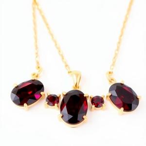 2025 New Arrival: Best-Selling Indian Garnet Gemstone Necklace with 925 Sterling <b>Silver</b> and 18K Gold Plating - Product Image 1