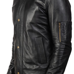 Chaqueta de Cuero Clásica de Manga Larga, Prenda Exterior de Cuero Auténtico, Chaqueta Ligera para Hombre - Product Image 6