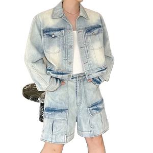 Ensemble chemise et short 2 pièces personnalisé avec logo imprimé, respirant, été, grande taille, style streetwear, polyester/coton pour hommes - Product Image 1