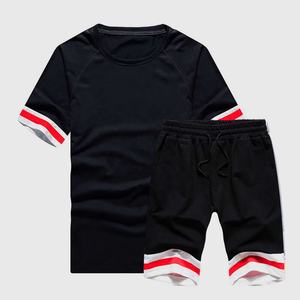 Ensemble court en coton respirant pour hommes Vêtements d'été de qualité à manches courtes personnalisés avec chemise à rayures latérales et short assorti Twin Sets - Product Image 6