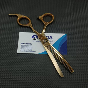 Tijeras profesionales para adelgazar el cabello de peluquero dorado, tijeras Texturizadoras de acero inoxidable con mango ergonómico para salón y uso doméstico - Product Image 3