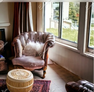 Top rotin naturel osier pouf siège plat préfet sol siège tabouret os incrustation Console pour salon et méditation - Product Image 1