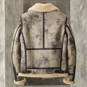เสื้อแจ็คเก็ตหนังบุขนแกะ B3 แบบสั่งตัดพิเศษสำหรับผู้ชาย คุณภาพสูง ปกขนสุนัขจิ้งจอก ปิดด้วยซิป สไตล์ลำลอง สำหรับฤดูหนาว ผ้าถักเนื้อแน่น ไซส์ใหญ่พิเศษ - Product Image 2