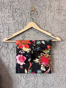 Ensemble de pyjama en coton imprimé floral noir sexy pour femmes costume de nuit imprimé bloc avec fermeture à cordon doux et respirant - Product Image 2