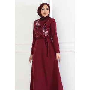 Robe décontractée Mega Merchant Khaki 6119, style brodé, 100% coton - Product Image 6
