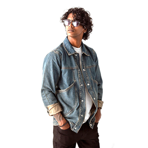 New Style Men's <b>Large</b> Size Denim Jacket Casual Style Personality Fashion Denim Shirt Male Solid Light Blue Color - Product Image 6