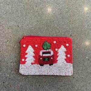 Vente en gros de sacs à main élégants brodés à la main Père Noël perlé porte-monnaie fermeture éclair pochette mode sacs à main pochette pour les fêtes de fin d'année - Product Image 4